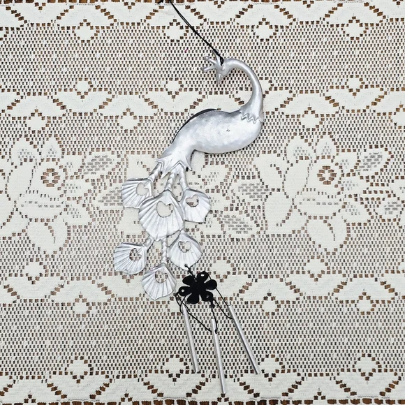 NWT Peacock Wind Chime Rustic Metal Garden Patio Outdoor Yard Home Decor Bells - Picture 10 of 13